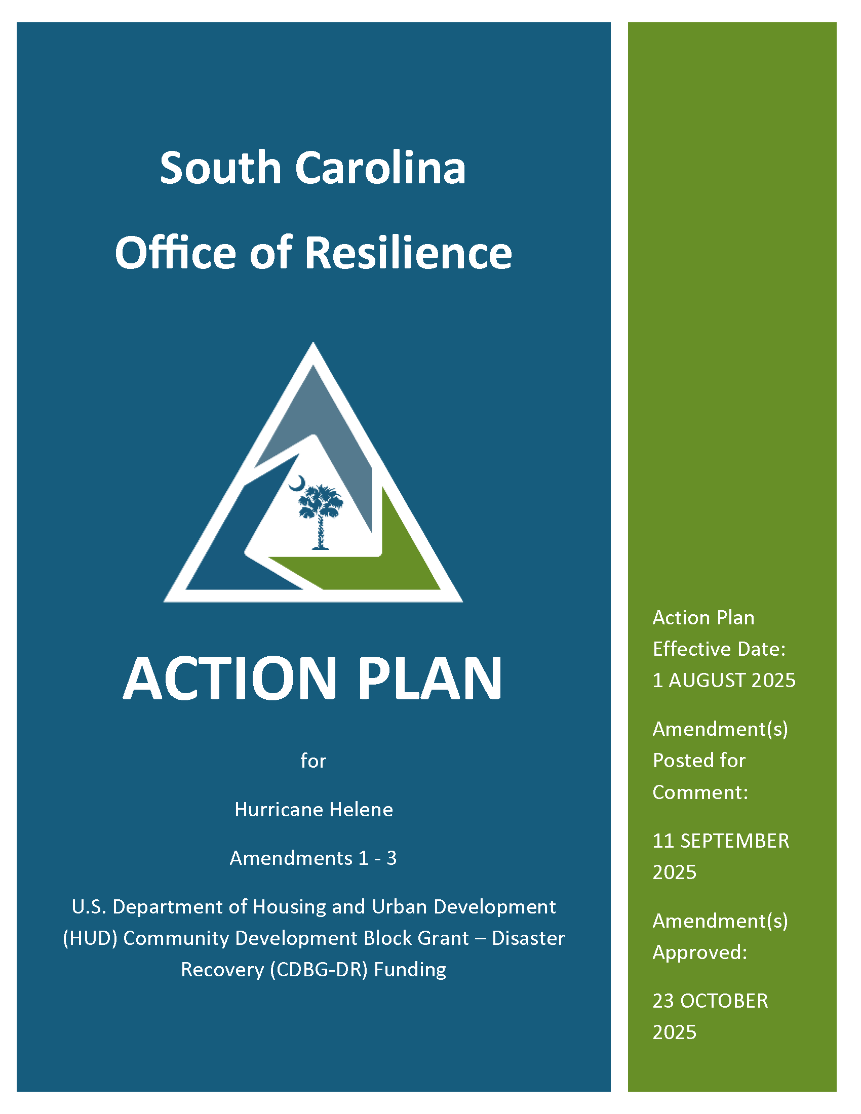 Cover page of the Action Plan for Hurricane Helene. The image links to a PDF version of the plan
