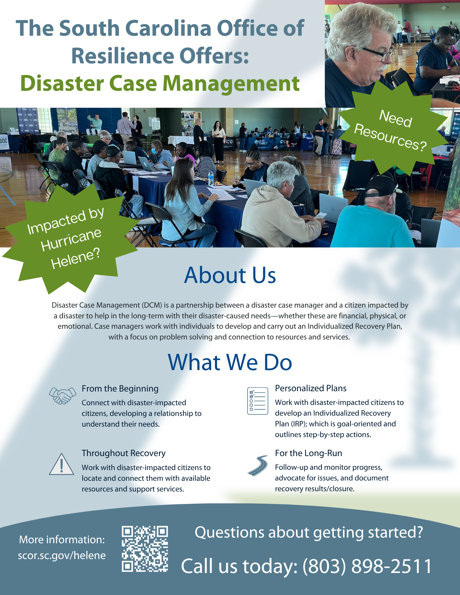 Flyer outlining the above information about Disaster Case Management.