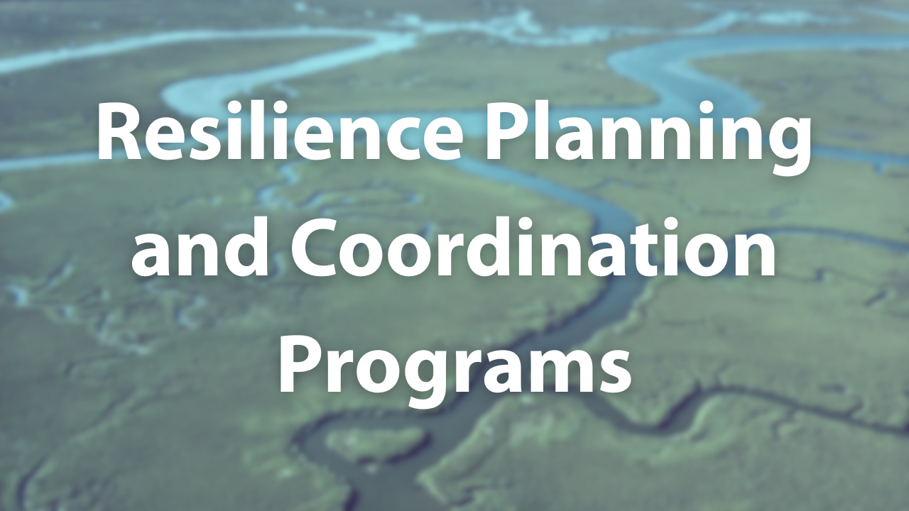 Button labeled "Resilience Planning and Coordination Programs"