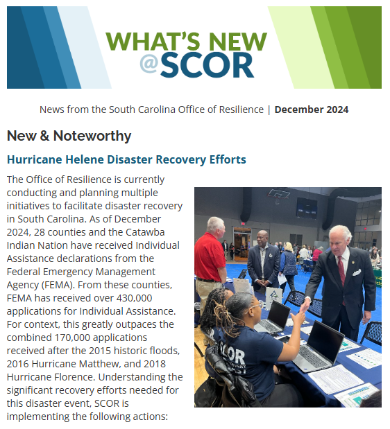 Screenshot of the front page of the December Newsletter