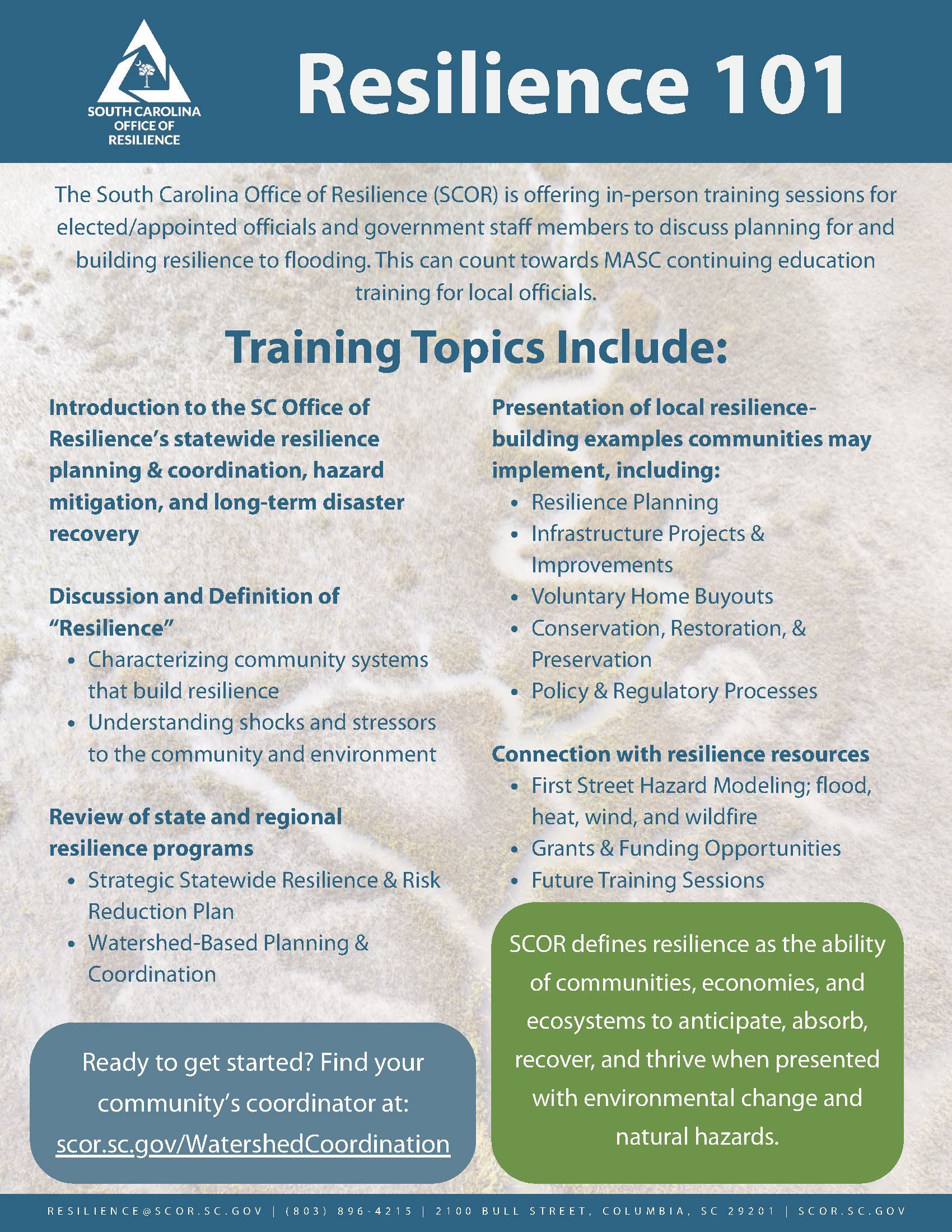 Image of Resilience 101 Flyer. Click the image to download a PDF copy