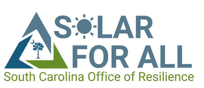 Logo stating "Solar for All, South Carolina Office of Resilience"